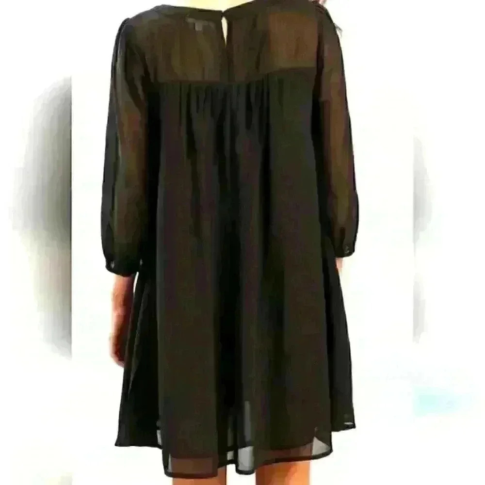 Black Double Layered Flowy H&M Dress with  gold Zipper (Maternity) - size 4